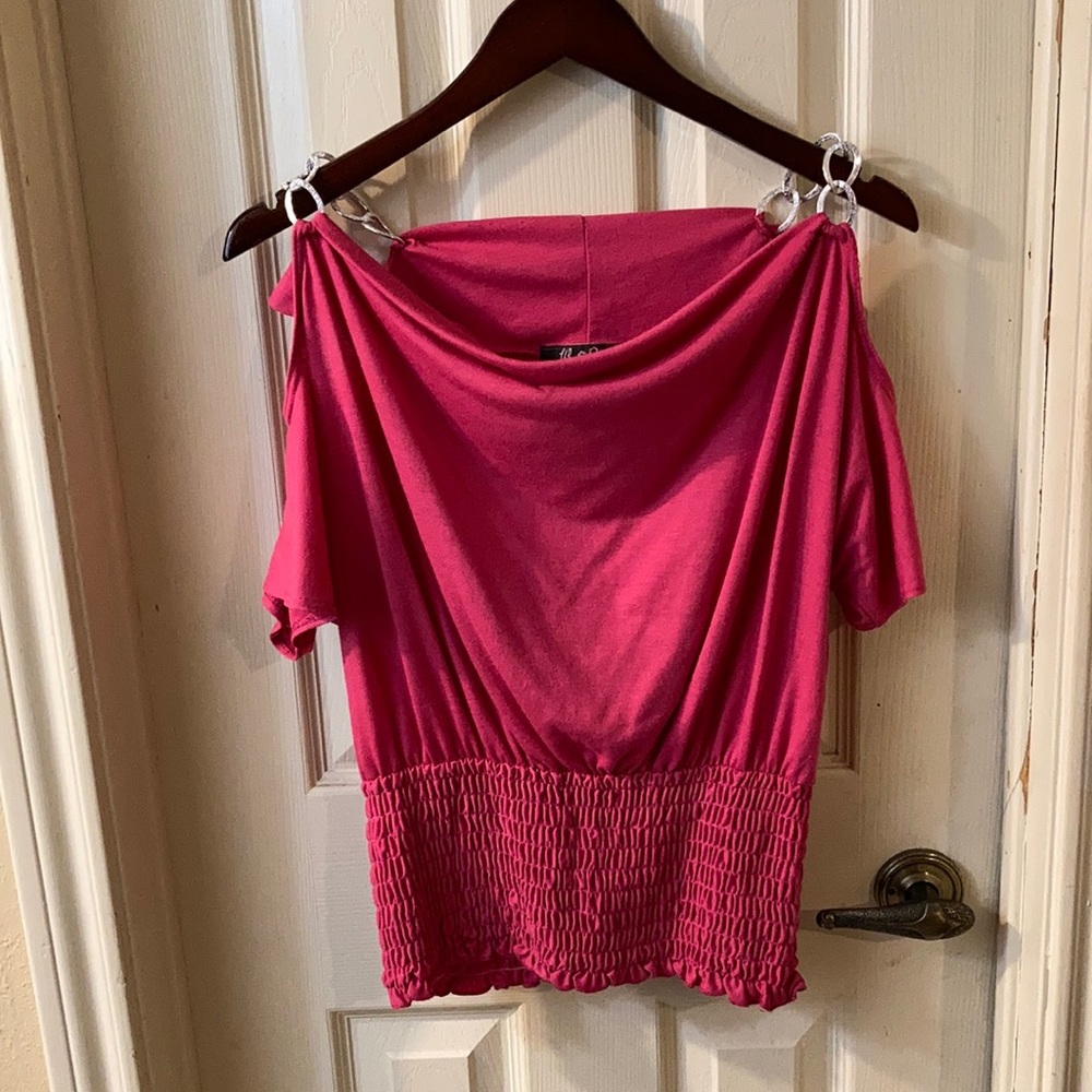 URBAN ROSE COLD SHOULDER TOP WITH ELASTIC WAIST